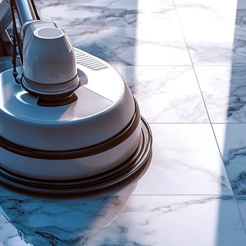 Floor Polishing Machine on Marble Tiles: Professional Cleaning Equipment for Sparkling Clean Surfaces