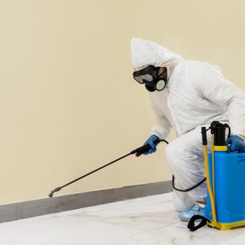 full-shot-man-disinfecting-wall
